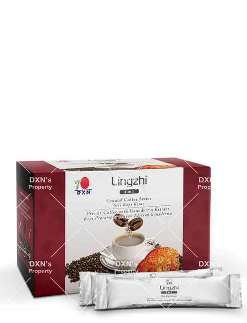 Kotak dan sachet Kopi Lingzhi 3-in-1